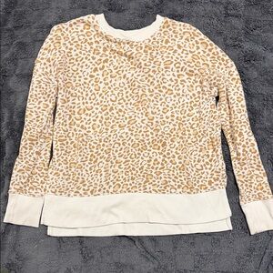 Time and Tru Cream and Tan Leopard Print Top